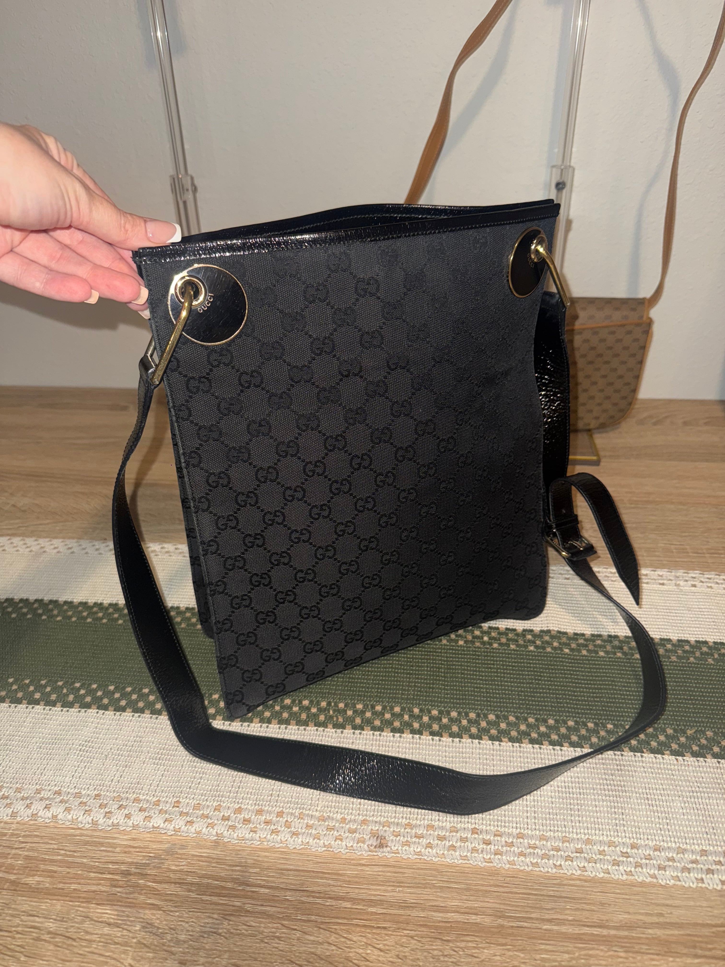 Authentic Gucci GG Canvas Ring Shoulder Bag