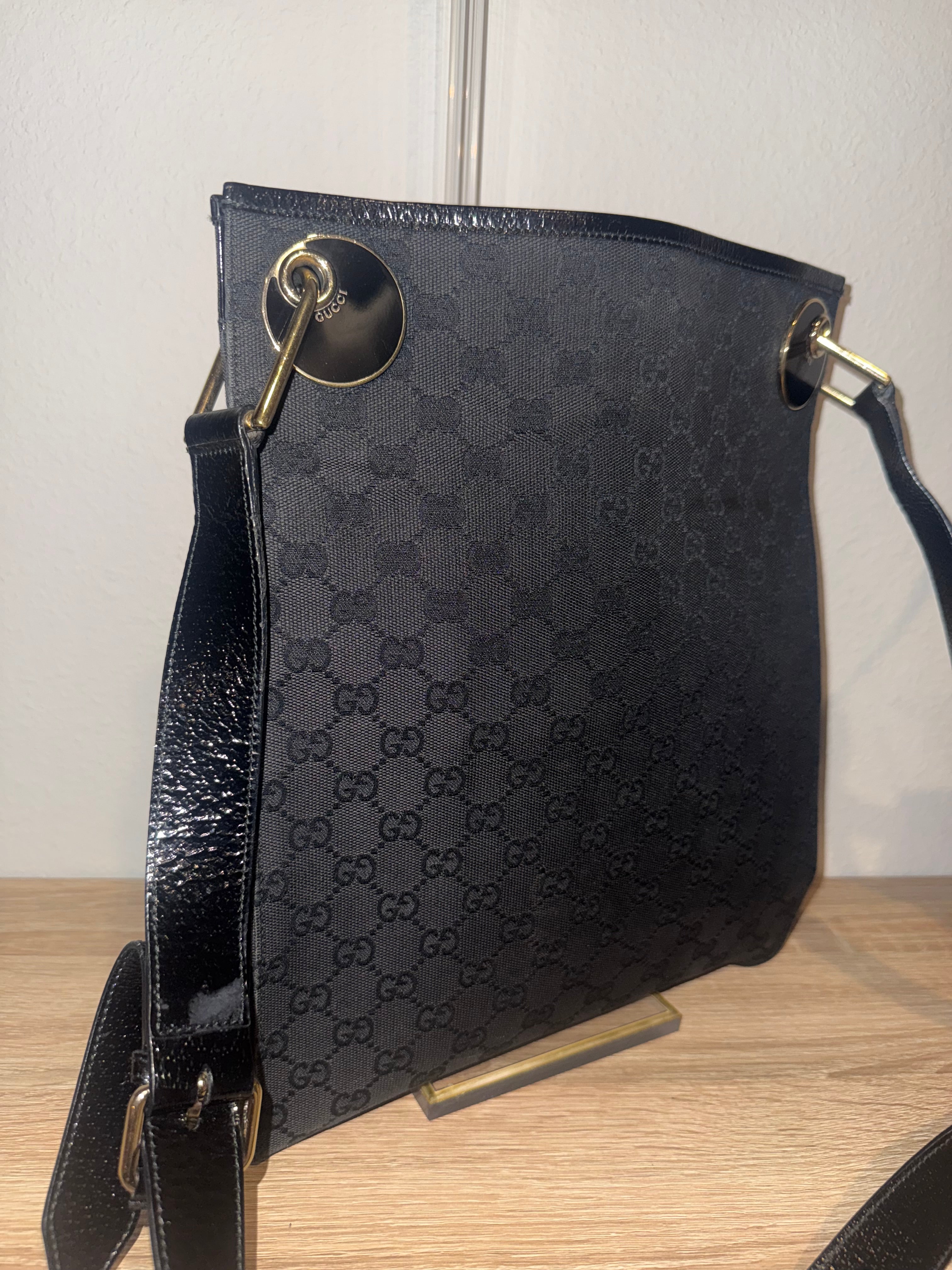 Authentic Gucci GG Canvas Ring Shoulder Bag